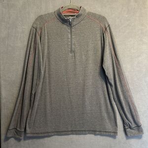 Tasc Performance Bamboo Organic Cotton 1/4 Zip Pullover Mens Size L Gray Stretch